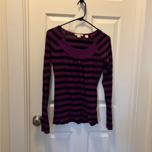 Derek Heart Purple and Black Striped Long Sleeve Top